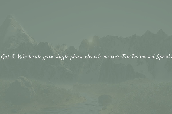 Get A Wholesale gate single phase electric motors For Increased Speeds