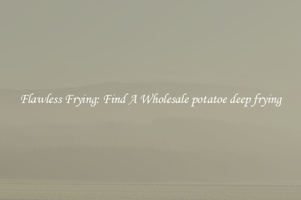Flawless Frying: Find A Wholesale potatoe deep frying